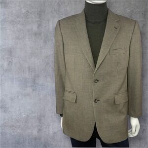 Vintage Brooks Brothers Wool & Cashmere Houndstooth Check Blazer Beige Size‎ 42R